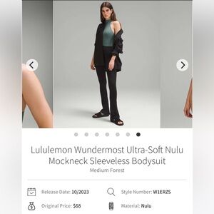 Lululemon Mock-Neck Bodysuit Sleeveless Thong Cut